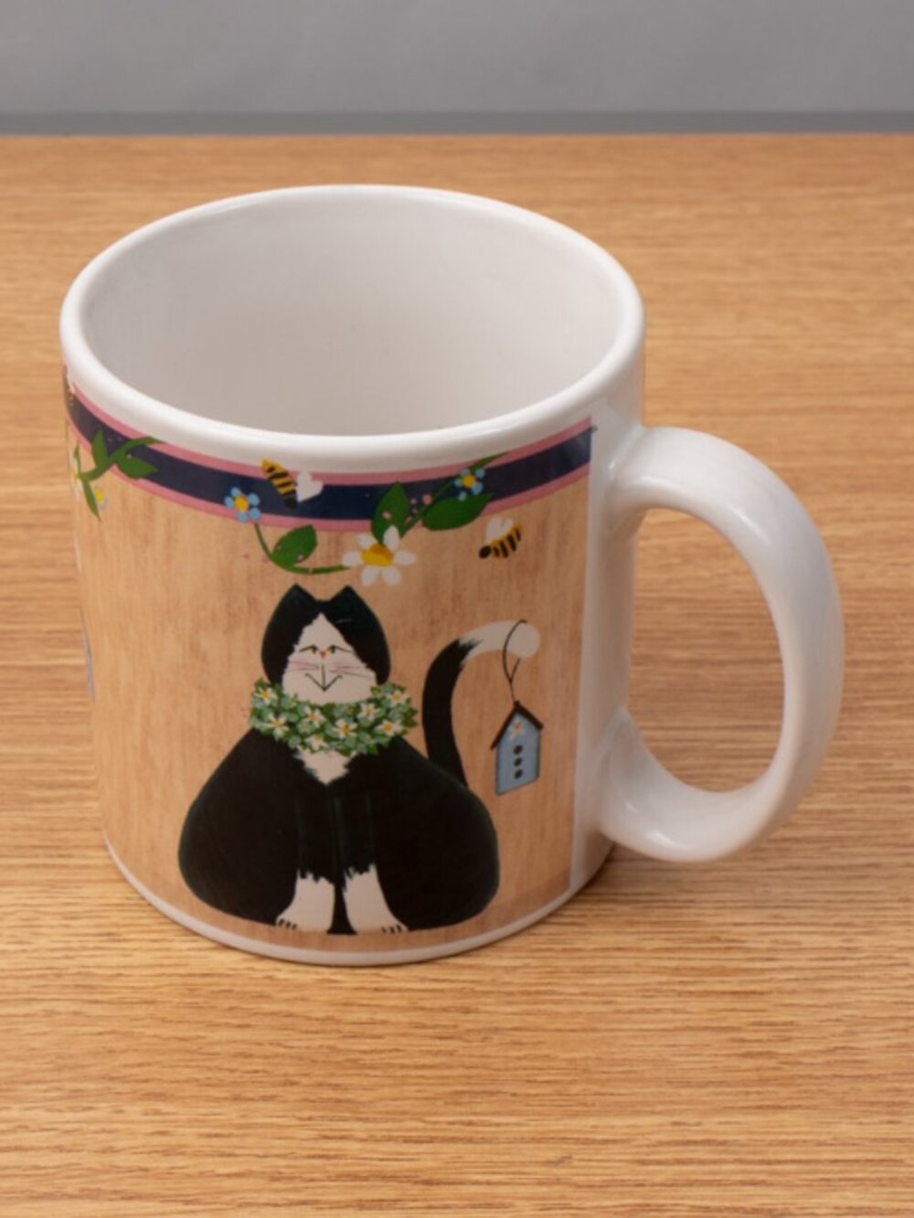 Sakura Garden Cats Mug Cup Tuxedo Cat